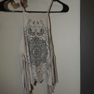 Suede crop with fringe